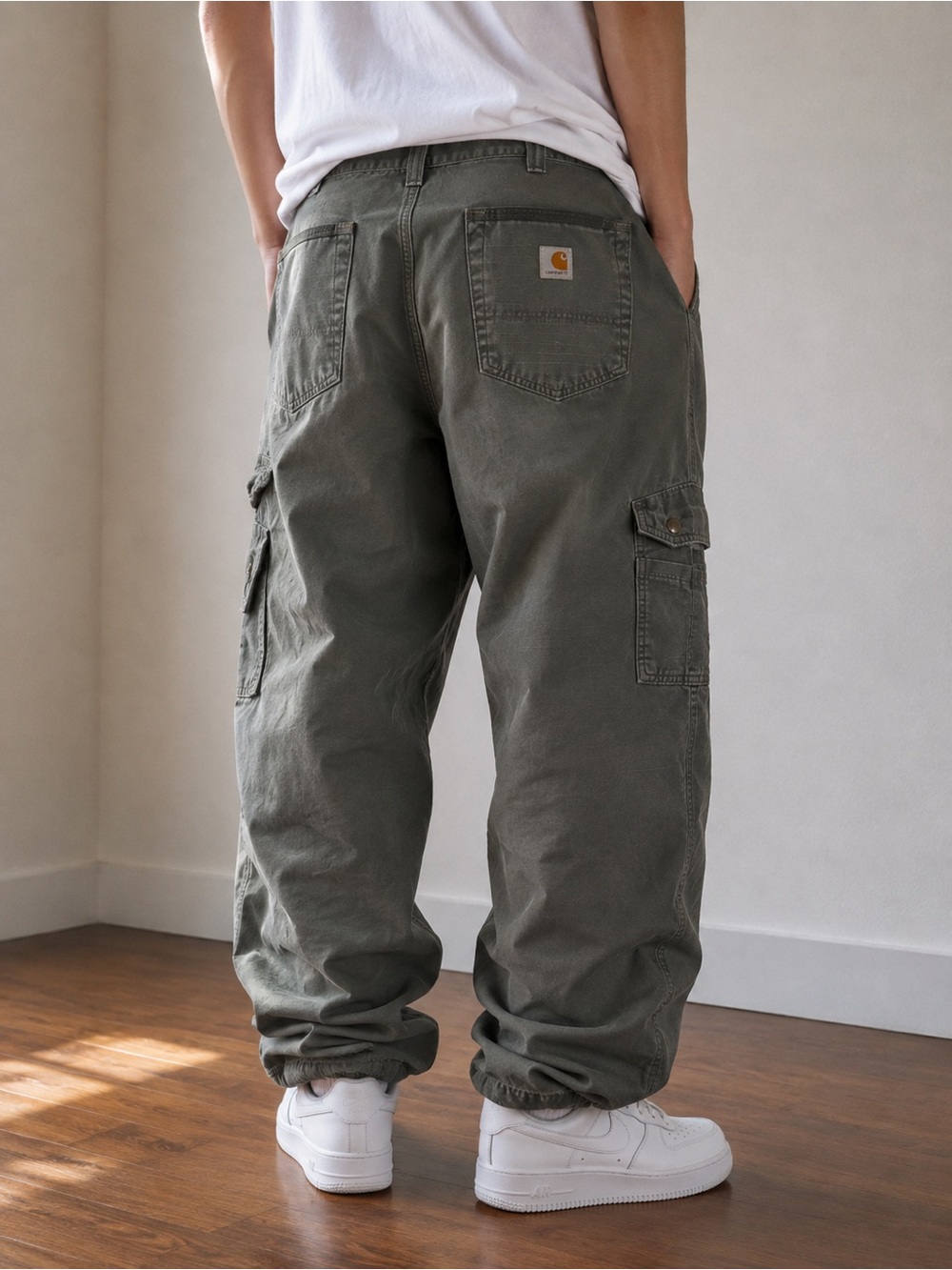 Carhartt B342-MOS Moss Green Ripstop Cargo Pants Men 38x30 Distressed Workwear